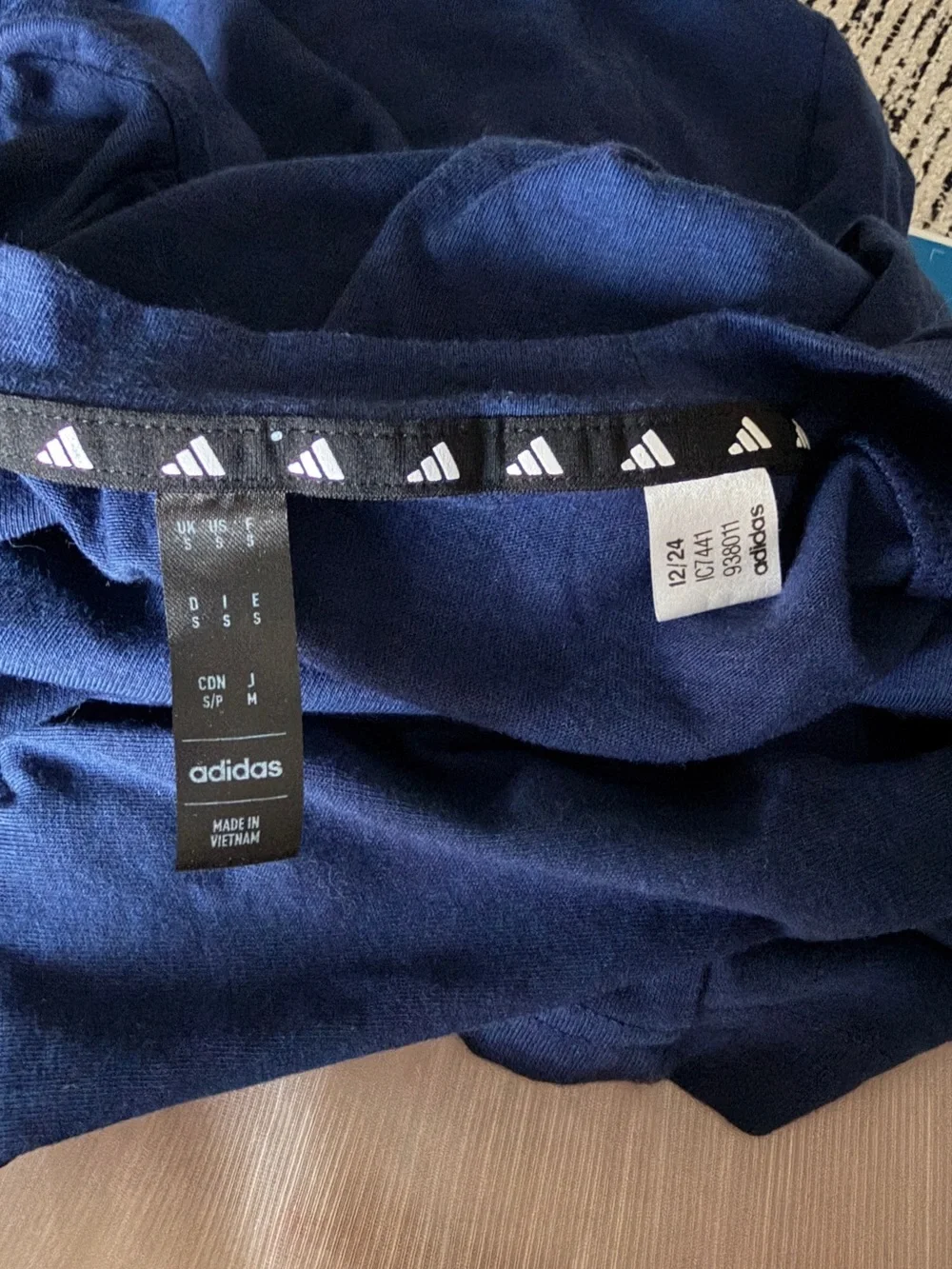 adidas Navy Short Sleeve Crew Neck Tee with White Logo
